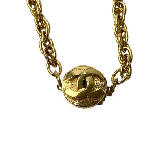 CHANEL Vintage Gold Logo Necklace